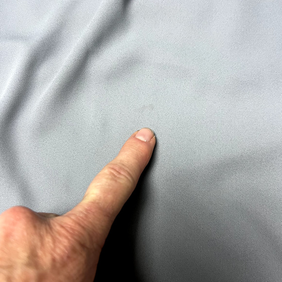 Ann Taylor Lace Trim Mock Neck‎ Yoke Blouse Size L Gray Career Essential Fringe - Picture 7 of 11